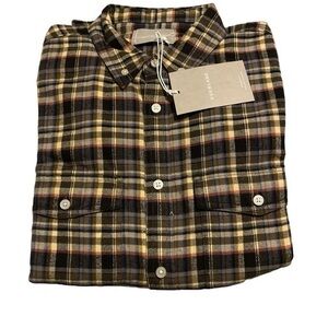 Everlane Mens Cotton Brown Plaid Flannel Shirt Size Medium‎ NWT Grunge Normcore